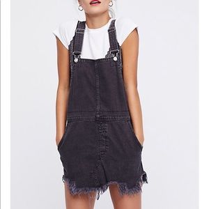 Free People Torn Up Denim Overall Dress